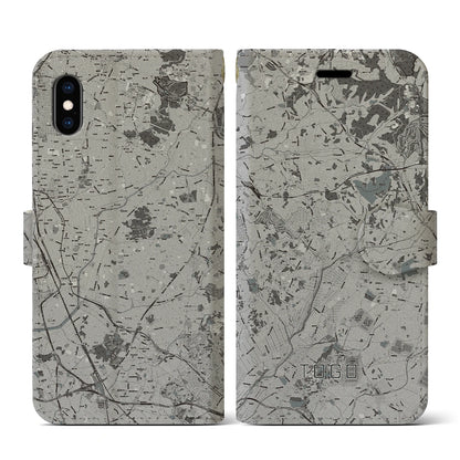 【東郷（愛知県）】地図柄iPhoneケース（手帳タイプ）モノトーン・iPhone XS / X 用