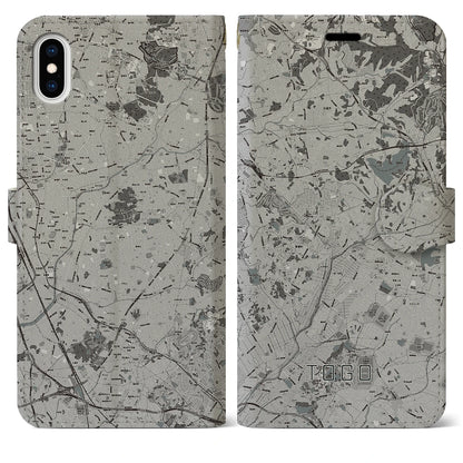 【東郷（愛知県）】地図柄iPhoneケース（手帳タイプ）モノトーン・iPhone XS Max 用