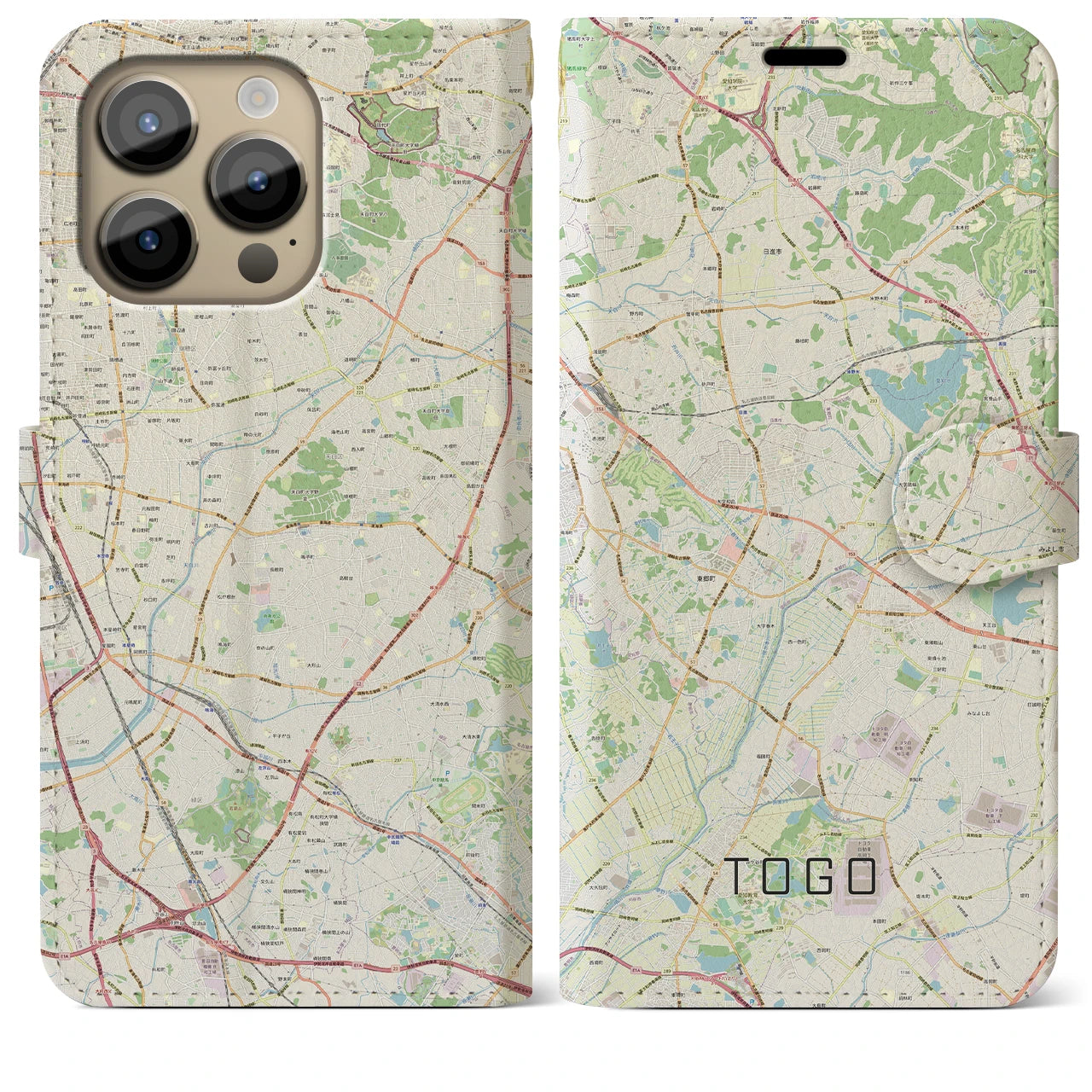 【東郷（愛知県）】地図柄iPhoneケース（手帳タイプ）