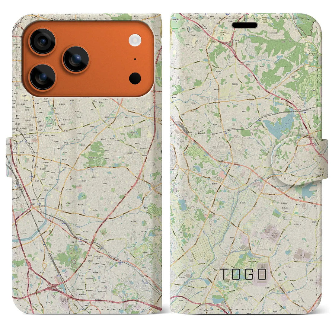 【東郷（愛知県）】地図柄iPhoneケース（手帳タイプ）モノトーン・iPhone 17 Pro Max 用