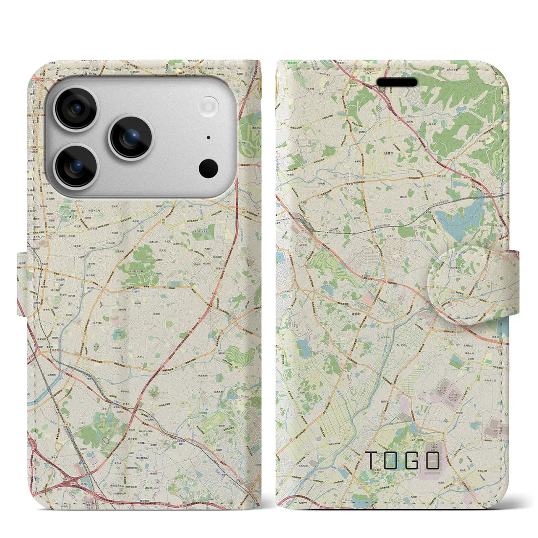 【東郷（愛知県）】地図柄iPhoneケース（手帳タイプ）ナチュラル・iPhone 17 Pro Max 用