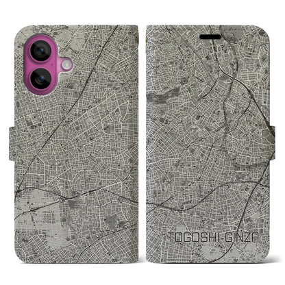 【戸越銀座（東京都）】地図柄iPhoneケース（手帳タイプ）モノトーン・iPhone 16 Pro 用