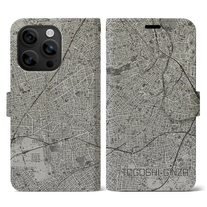 【戸越銀座（東京都）】地図柄iPhoneケース（手帳タイプ）モノトーン・iPhone 16 用