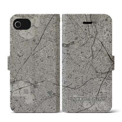 【戸越銀座（東京都）】地図柄iPhoneケース（手帳タイプ）モノトーン・iPhone SE（第3 / 第2世代） / 8 / 7 / 6s / 6 用