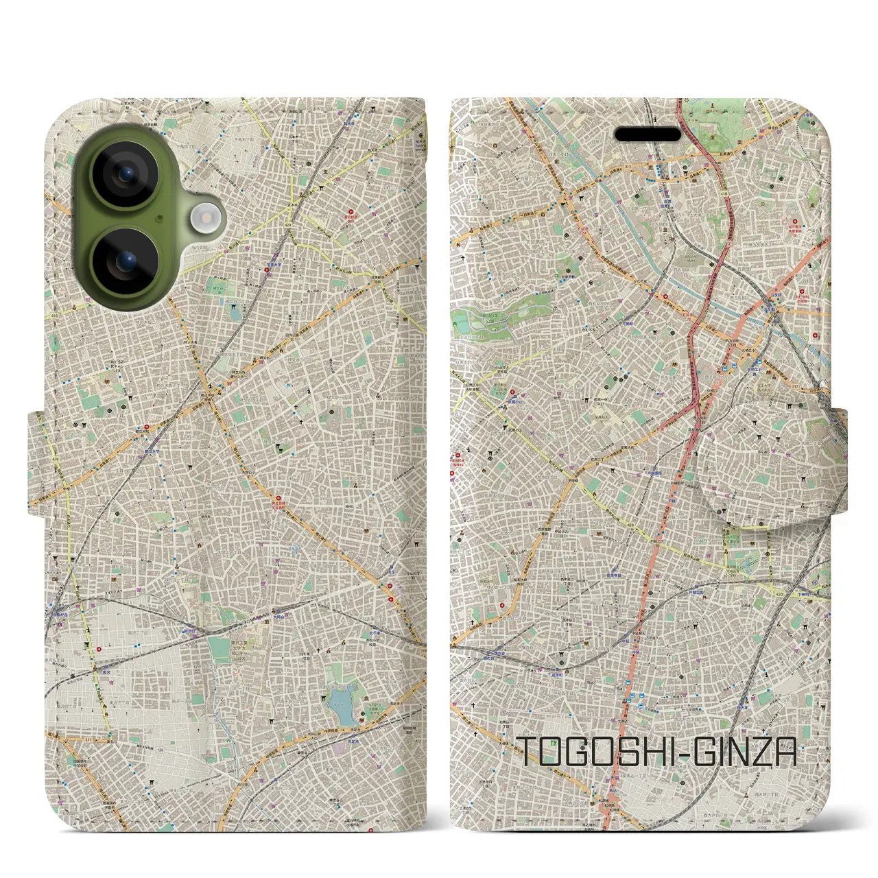 【戸越銀座（東京都）】地図柄iPhoneケース（手帳タイプ）