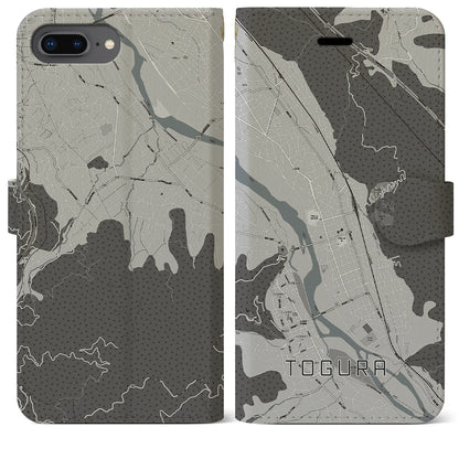 【戸倉（長野県）】地図柄iPhoneケース（手帳タイプ）モノトーン・iPhone 8Plus /7Plus / 6sPlus / 6Plus 用