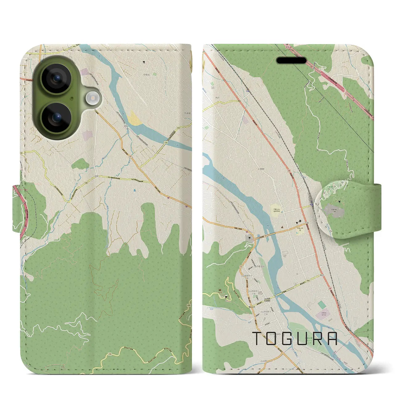 【戸倉（長野県）】地図柄iPhoneケース（手帳タイプ）