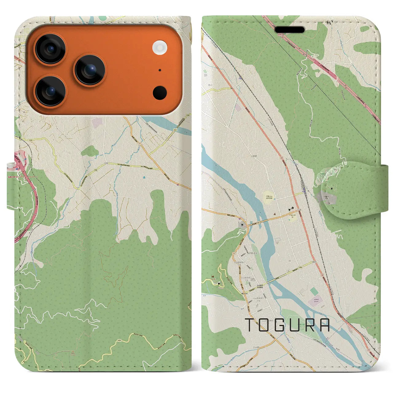 【戸倉（長野県）】地図柄iPhoneケース（手帳タイプ）