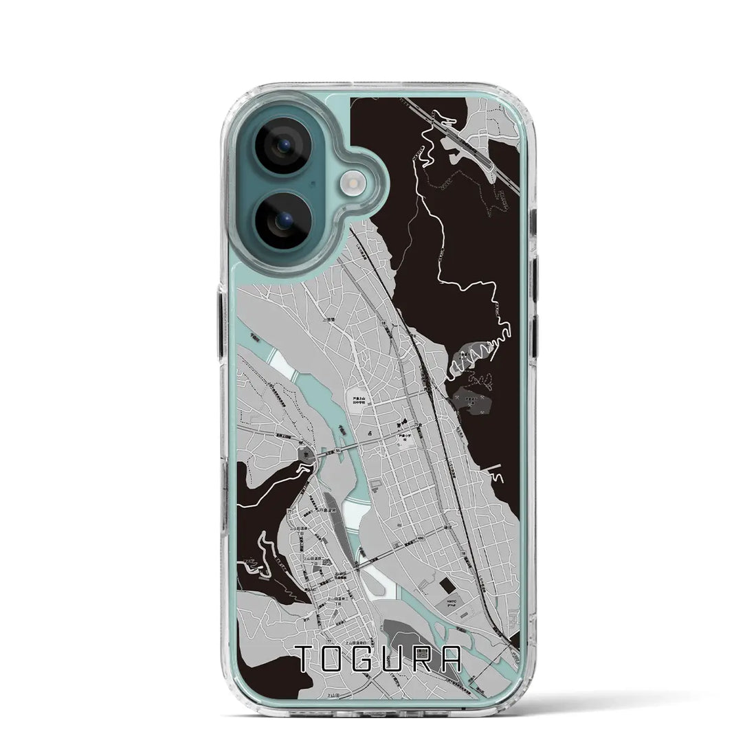 【戸倉（長野県）】地図柄iPhoneケース（MagSafeタイプ）モノトーン・iPhone 16 Pro 用