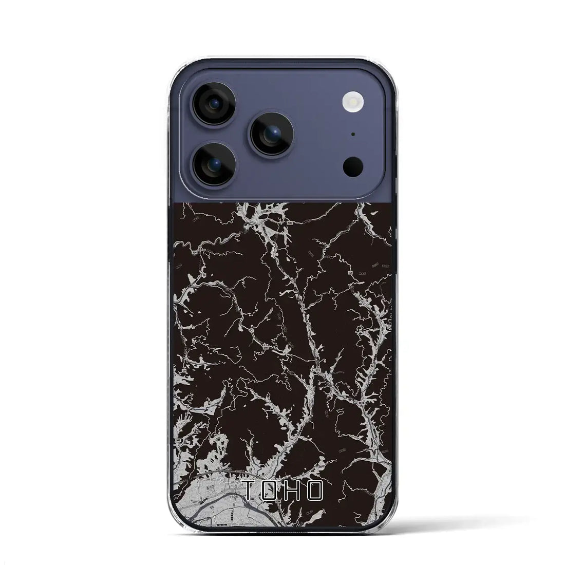 【東峰(福岡県)】地図柄iPhoneケース(クリアタイプ)モノトーン・iPhone 17 Pro Max 用