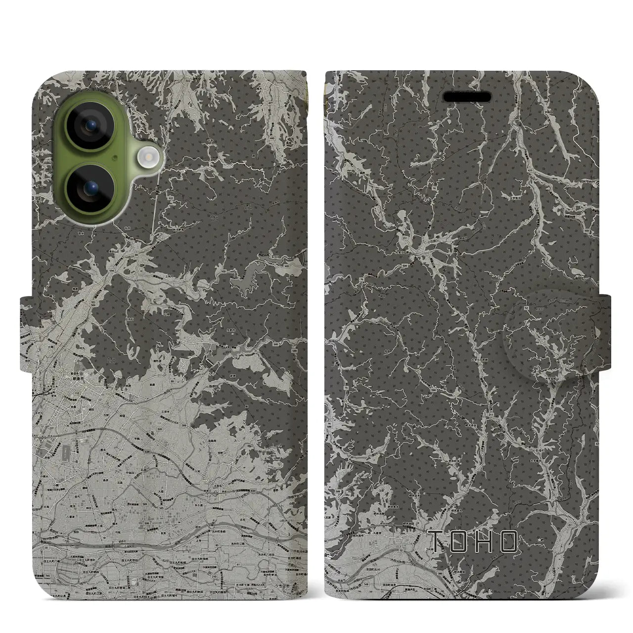 【東峰（福岡県）】地図柄iPhoneケース（手帳タイプ）