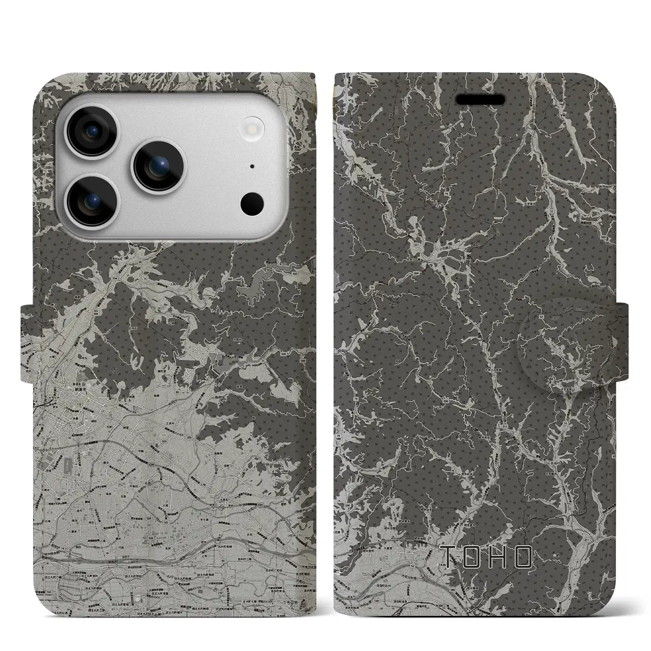 【東峰（福岡県）】地図柄iPhoneケース（手帳タイプ）