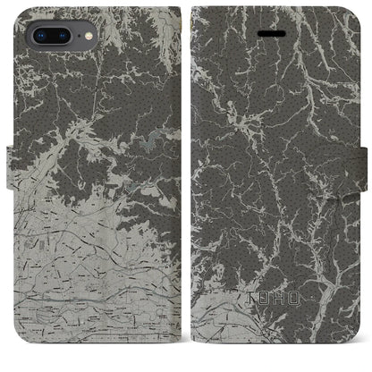 【東峰（福岡県）】地図柄iPhoneケース（手帳タイプ）モノトーン・iPhone 8Plus /7Plus / 6sPlus / 6Plus 用