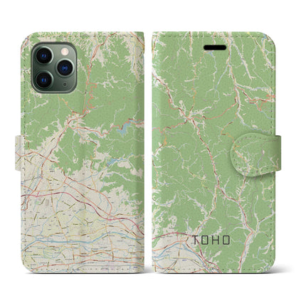【東峰（福岡県）】地図柄iPhoneケース（手帳タイプ）ナチュラル・iPhone 12 mini 用