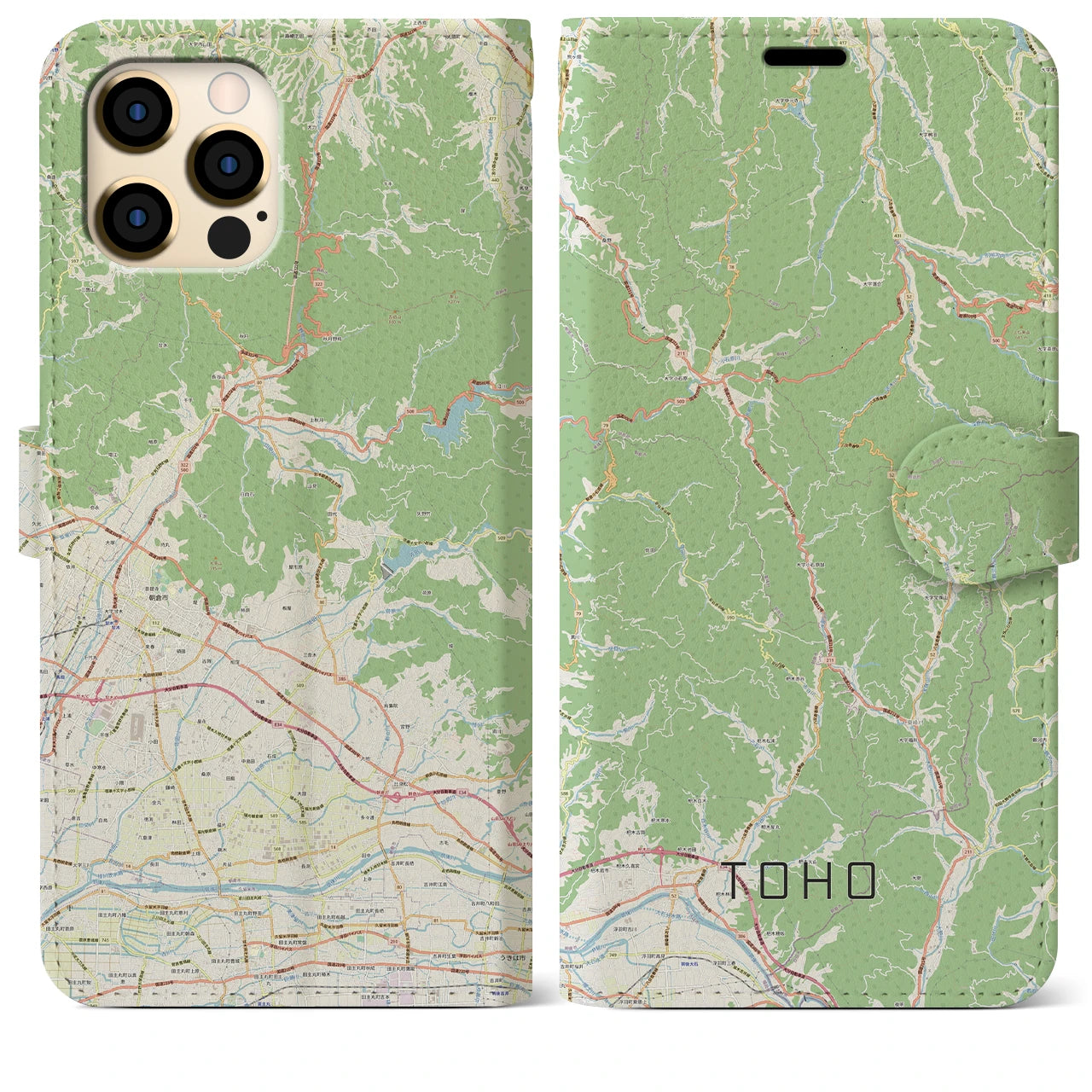 【東峰（福岡県）】地図柄iPhoneケース（手帳タイプ）