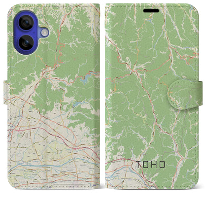 【東峰（福岡県）】地図柄iPhoneケース（手帳タイプ）ナチュラル・iPhone 16 Pro Max 用