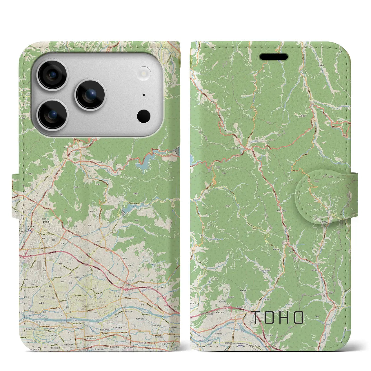 【東峰（福岡県）】地図柄iPhoneケース（手帳タイプ）