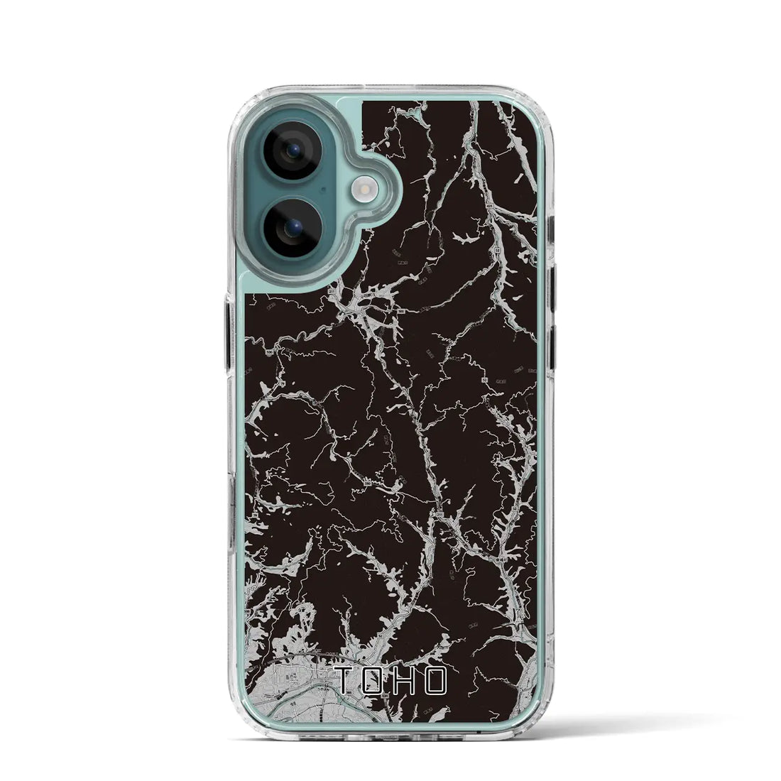 【東峰（福岡県）】地図柄iPhoneケース（MagSafeタイプ）モノトーン・iPhone 16 Pro 用