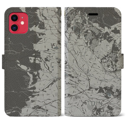 【東員（三重県）】地図柄iPhoneケース（手帳タイプ）モノトーン・iPhone 11 用