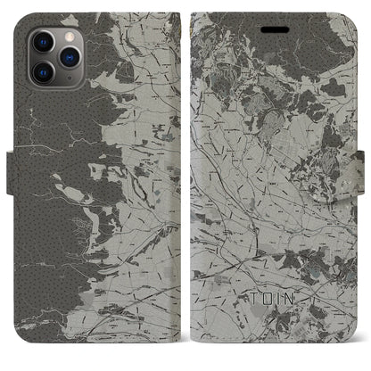 【東員（三重県）】地図柄iPhoneケース（手帳タイプ）モノトーン・iPhone 11 Pro Max 用