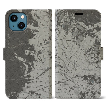 【東員（三重県）】地図柄iPhoneケース（手帳タイプ）モノトーン・iPhone 13 用