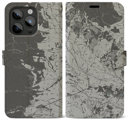 【東員（三重県）】地図柄iPhoneケース（手帳タイプ）モノトーン・iPhone 15 Pro Max 用