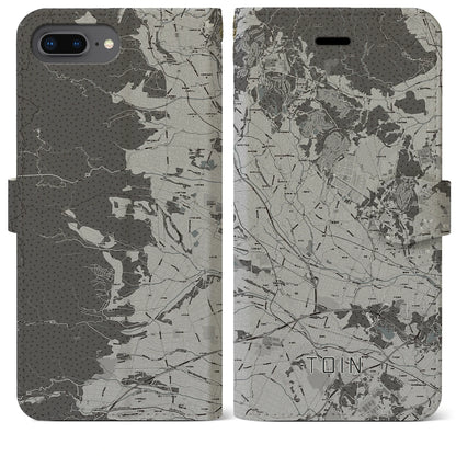 【東員（三重県）】地図柄iPhoneケース（手帳タイプ）モノトーン・iPhone 8Plus /7Plus / 6sPlus / 6Plus 用