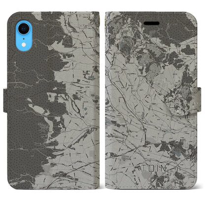 【東員（三重県）】地図柄iPhoneケース（手帳タイプ）モノトーン・iPhone XR 用