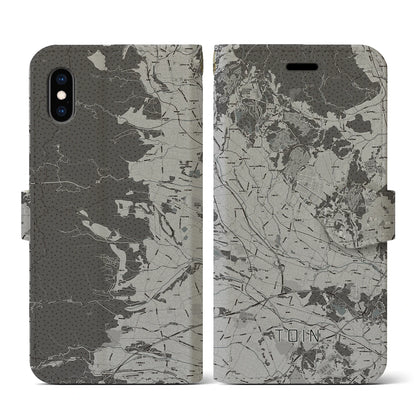 【東員（三重県）】地図柄iPhoneケース（手帳タイプ）モノトーン・iPhone XS / X 用