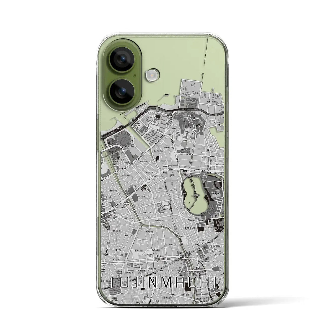 【唐人町（福岡県）】地図柄iPhoneケース（クリアタイプ）モノトーン・iPhone 17 Pro Max 用