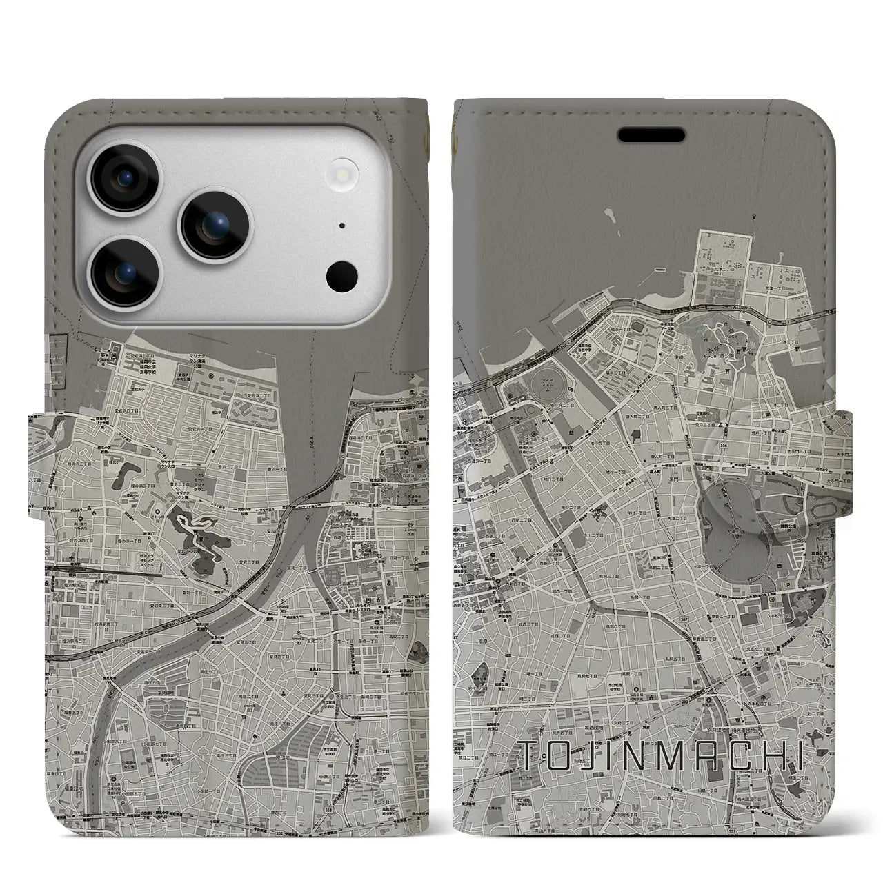 【唐人町（福岡県）】地図柄iPhoneケース（手帳タイプ）