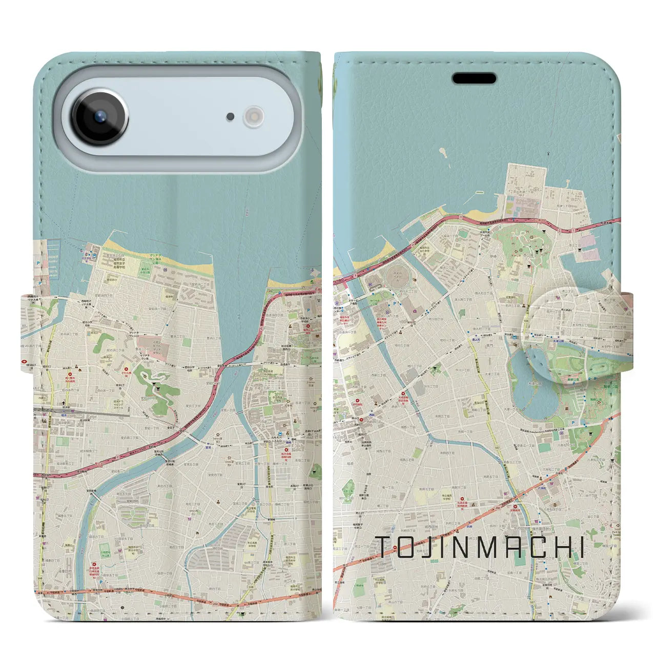 【唐人町（福岡県）】地図柄iPhoneケース（手帳タイプ）