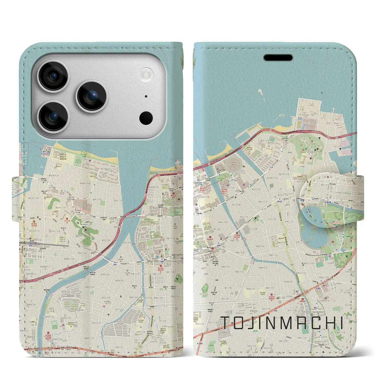 【唐人町（福岡県）】地図柄iPhoneケース（手帳タイプ）