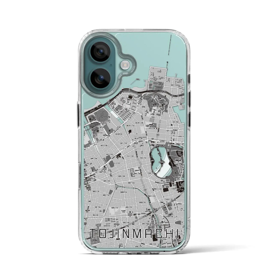【唐人町（福岡県）】地図柄iPhoneケース（MagSafeタイプ）モノトーン・iPhone 16 Pro 用