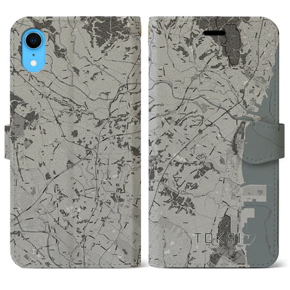 【東海（茨城県）】地図柄iPhoneケース（手帳タイプ）モノトーン・iPhone XR 用