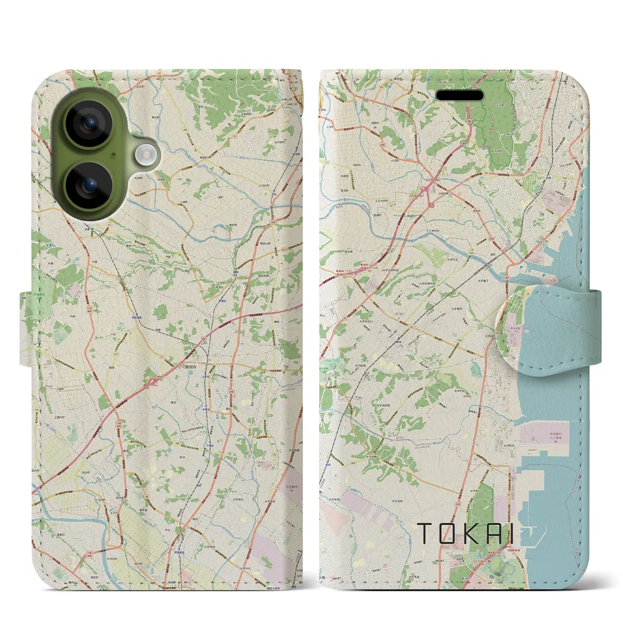 【東海（茨城県）】地図柄iPhoneケース（手帳タイプ）