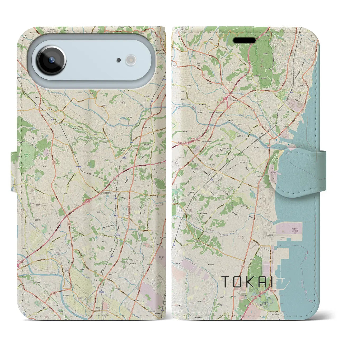 【東海（茨城県）】地図柄iPhoneケース（手帳タイプ）