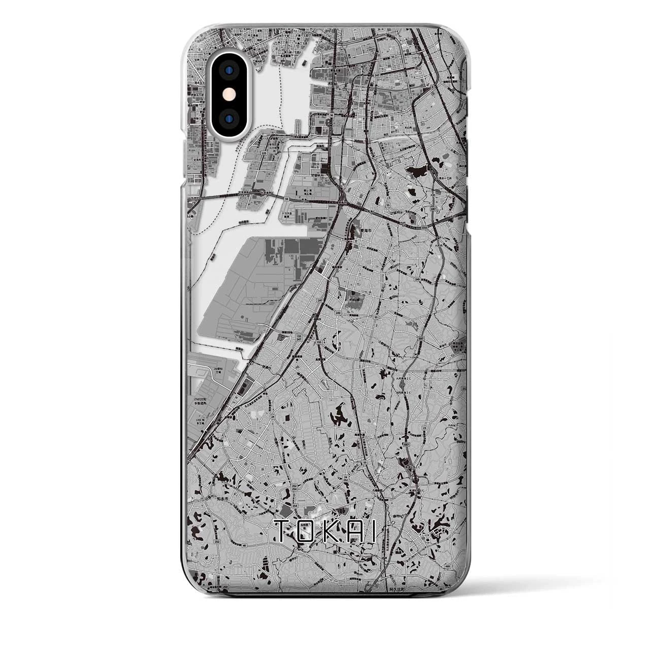 【東海（愛知県）】地図柄iPhoneケース（クリアタイプ）モノトーン・iPhone XS Max 用