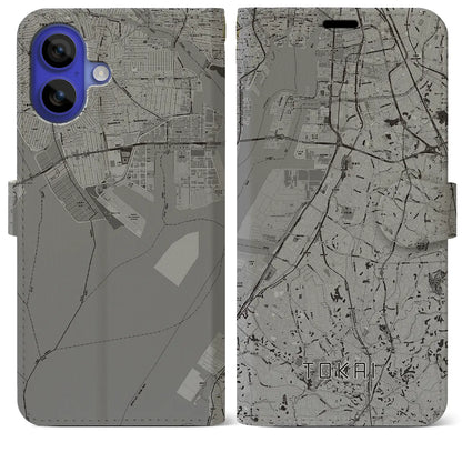 【東海（愛知県）】地図柄iPhoneケース（手帳タイプ）モノトーン・iPhone 16 Pro Max 用