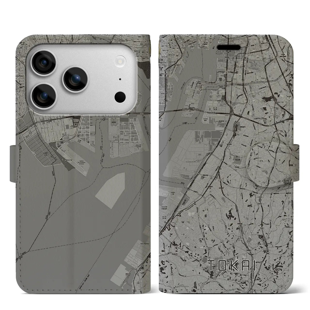 【東海（愛知県）】地図柄iPhoneケース（手帳タイプ）