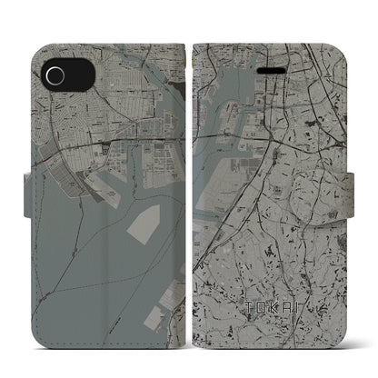 【東海（愛知県）】地図柄iPhoneケース（手帳タイプ）モノトーン・iPhone SE（第3 / 第2世代） / 8 / 7 / 6s / 6 用