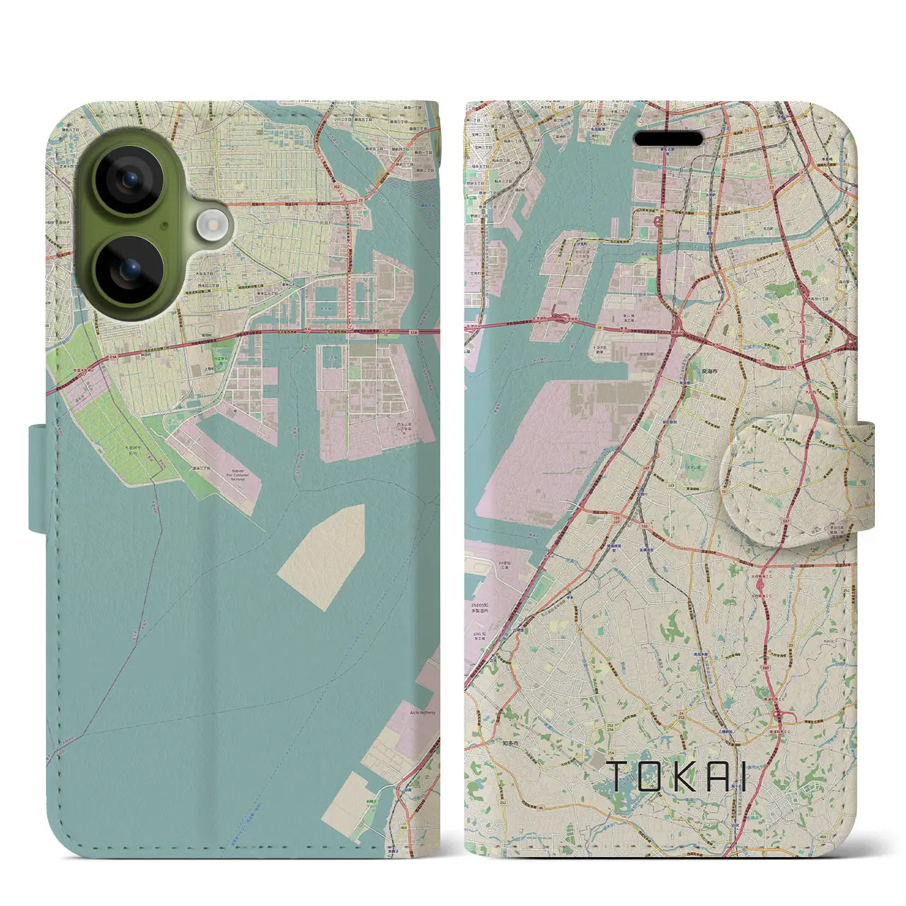 【東海（愛知県）】地図柄iPhoneケース（手帳タイプ）