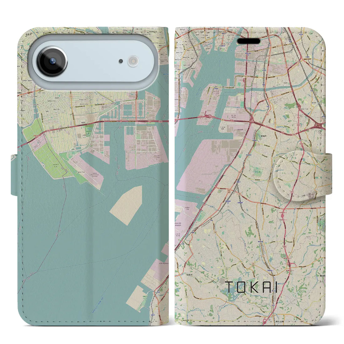 【東海（愛知県）】地図柄iPhoneケース（手帳タイプ）モノトーン・iPhone 17 Pro Max 用