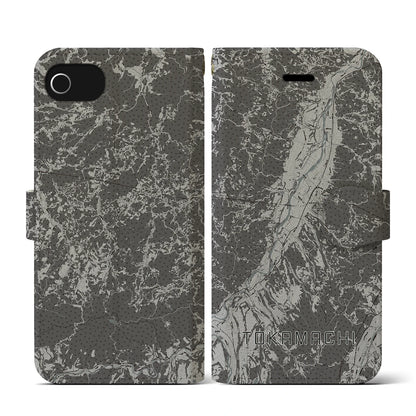 【十日町（新潟県）】地図柄iPhoneケース（手帳タイプ）モノトーン・iPhone SE（第3 / 第2世代） / 8 / 7 / 6s / 6 用