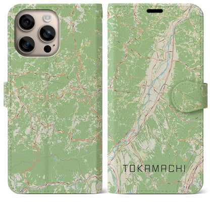 【十日町（新潟県）】地図柄iPhoneケース（手帳タイプ）ナチュラル・iPhone 16 Plus 用