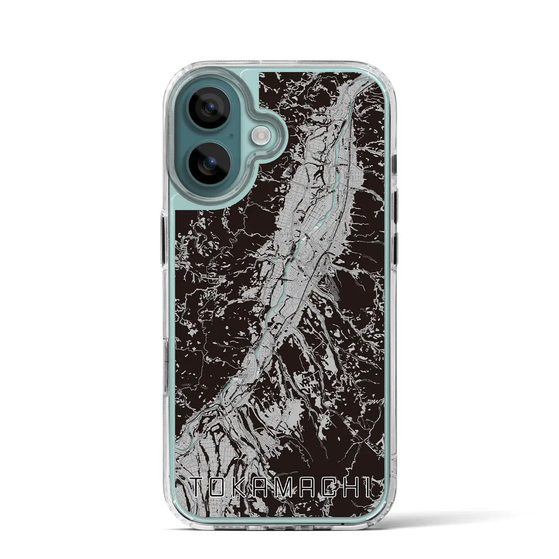 【十日町(新潟県)】地図柄iPhoneケース(MagSafeタイプ)モノトーン・iPhone 16 Pro 用