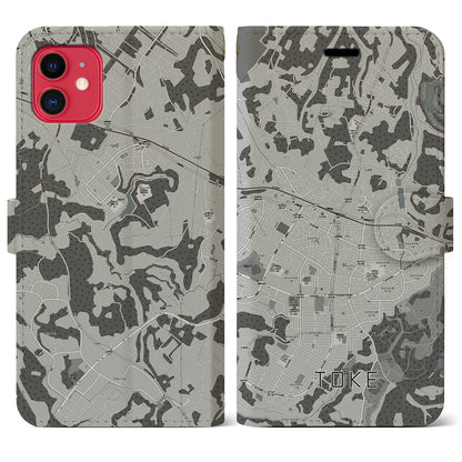 【土気（千葉県）】地図柄iPhoneケース（手帳タイプ）モノトーン・iPhone 11 用