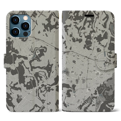 【土気（千葉県）】地図柄iPhoneケース（手帳タイプ）モノトーン・iPhone 12 / 12 Pro 用