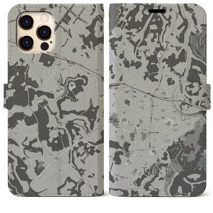 【土気（千葉県）】地図柄iPhoneケース（手帳タイプ）モノトーン・iPhone 12 Pro Max 用