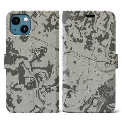 【土気（千葉県）】地図柄iPhoneケース（手帳タイプ）モノトーン・iPhone 13 用